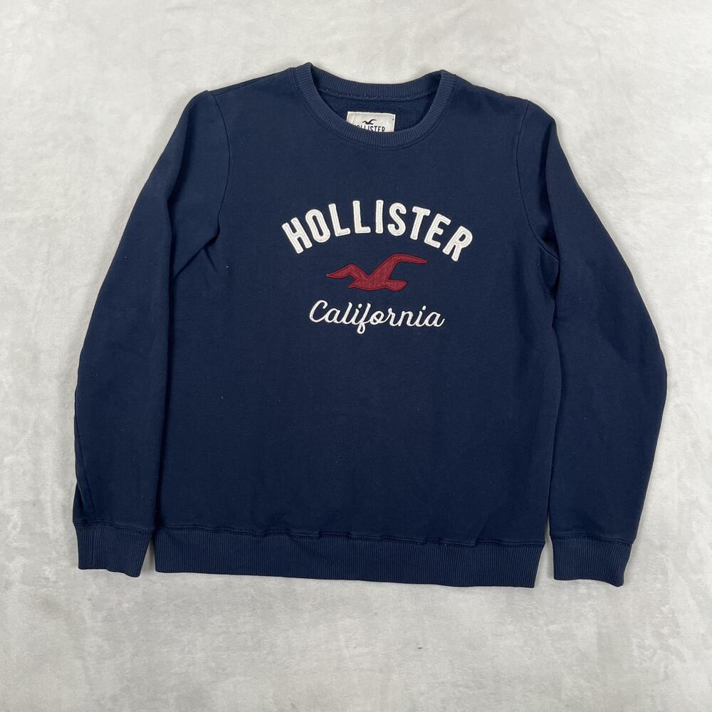 Hollister Sweatshirt Mens Medium Blue Fleece Crewneck Pullover California Y2K